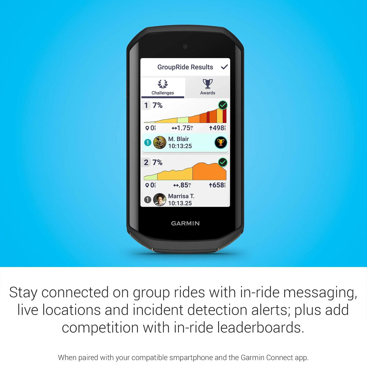 Garmin Edge® 1050, Premium Cycling Computer, Vivid Color Touchscreen Display, Built-in Speaker, Advanced Training and Group Ride Features, Road Hazard Alerts - Rugged Miles