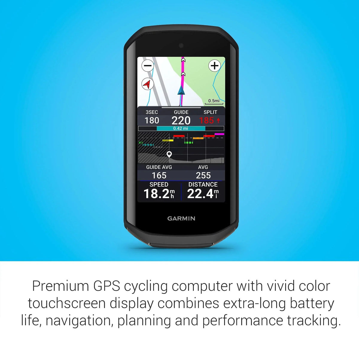 Garmin Edge® 1050, Premium Cycling Computer, Vivid Color Touchscreen Display, Built-in Speaker, Advanced Training and Group Ride Features, Road Hazard Alerts - Rugged Miles