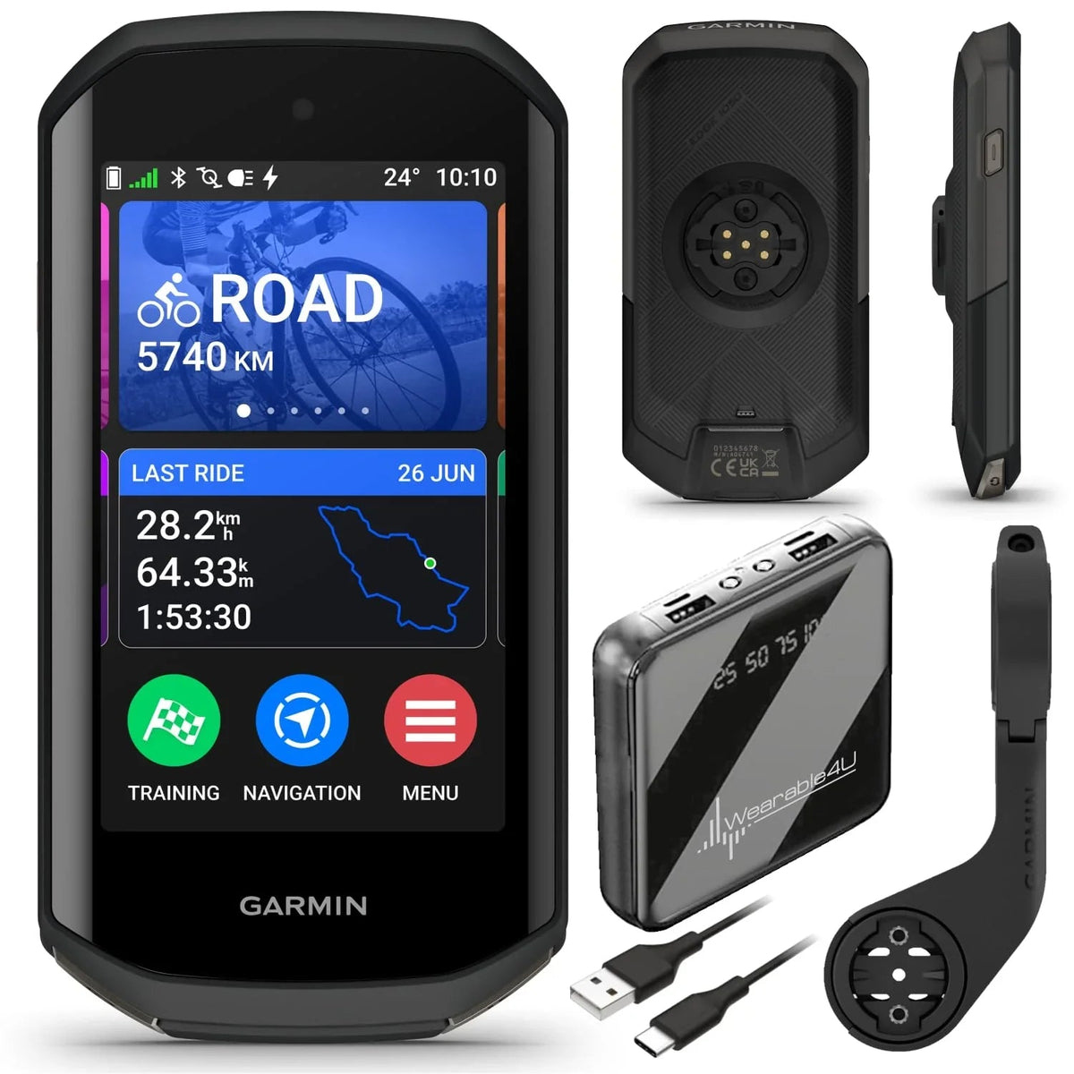 Garmin Edge 1050 Premium Cycling Computer, Vivid Color Touchscreen Display, Built-in Speaker, Advanced Training with Power Bank Bundle - Rugged Miles