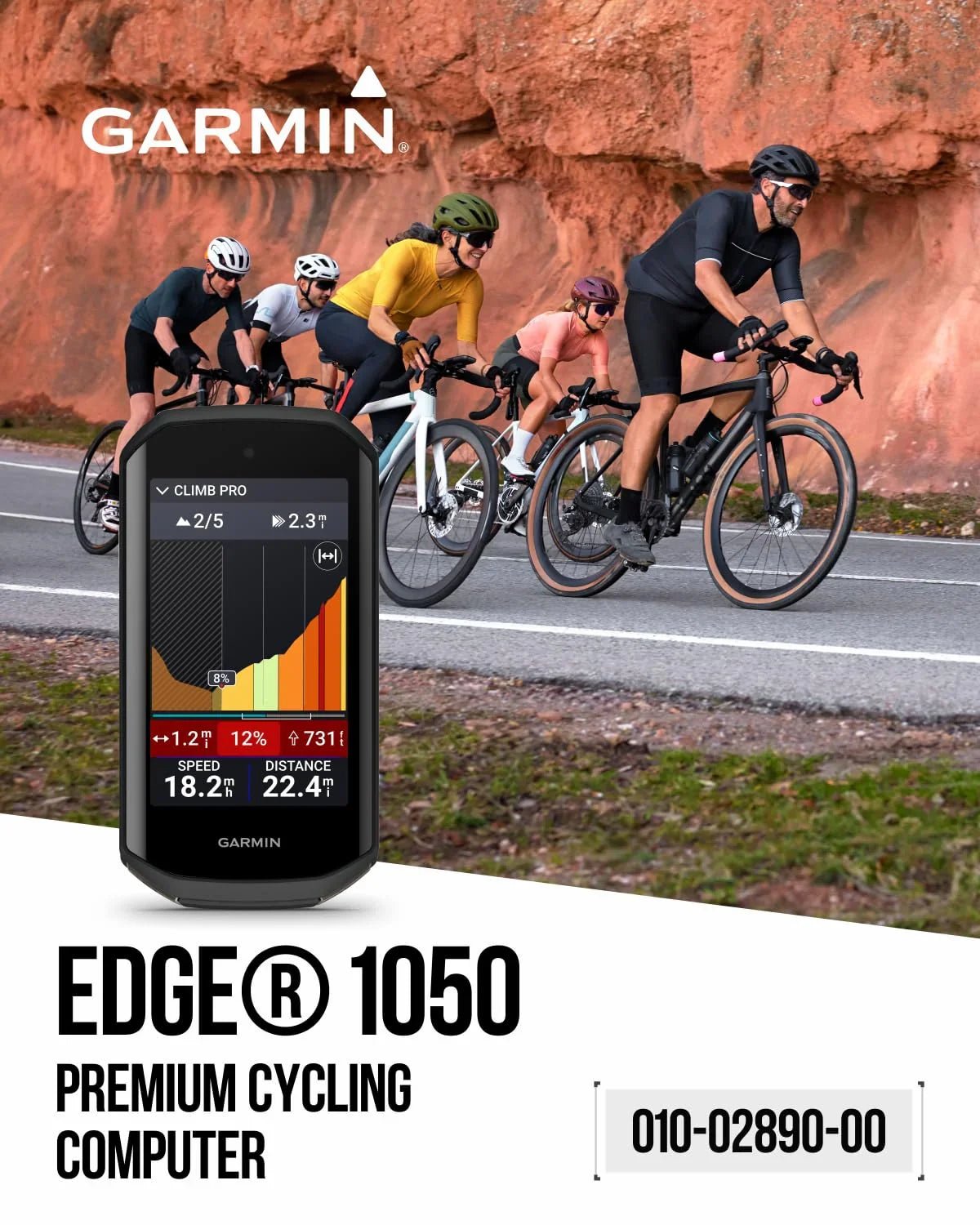 Garmin Edge 1050 Premium Cycling Computer, Vivid Color Touchscreen Display, Built-in Speaker, Advanced Training with Power Bank Bundle - Rugged Miles