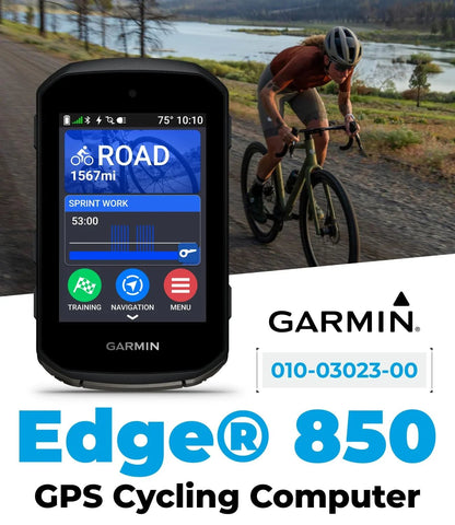 Garmin Edge 850 Compact GPS Cycling Computer, 2.7" Color Touchscreen Display, Bike-Specific Mapping, Advanced Training & Performance Insights + Blue Silicone Case w/ Wearable4U PowerBank Bundle - Rugged Miles
